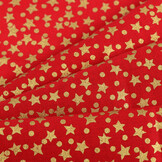 Katoen Kerststof Rood – Gouden Sterren & Stippen