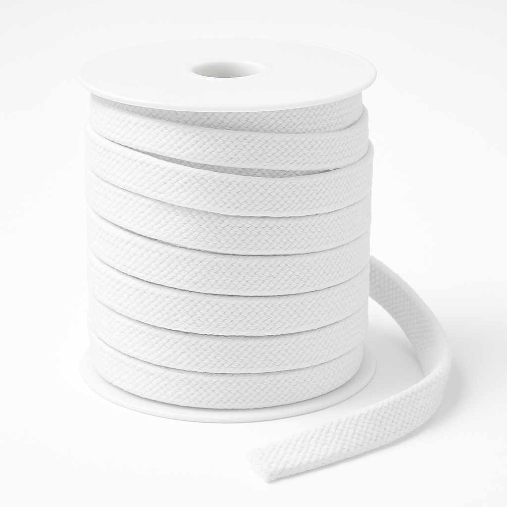 Platte Katoenen Koord Wit 12mm – Stevig & Veelzijdig