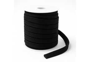 Platte Katoenen Koord Zwart 12mm