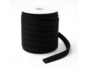 Platte Katoenen Koord Zwart 12mm