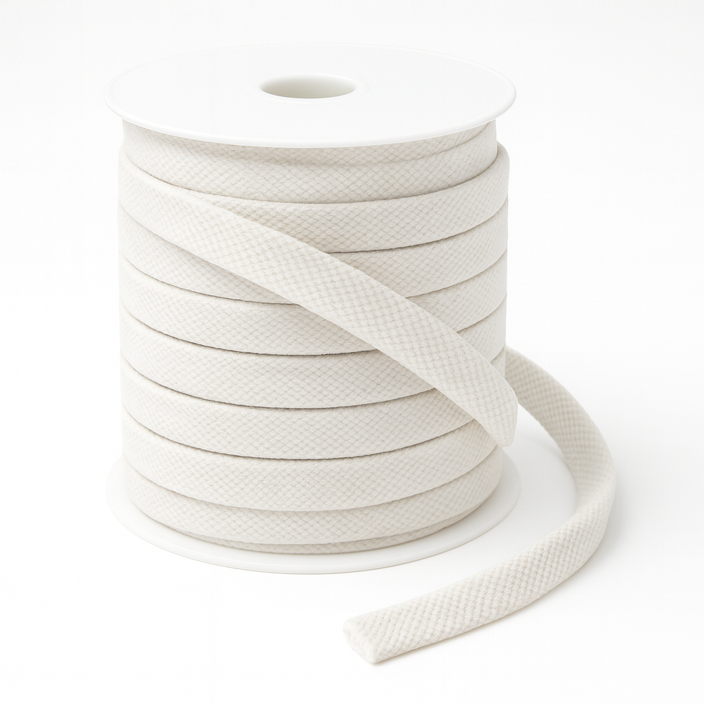Platte Katoenen Koord Ecru 12mm – Stevig & Veelzijdig