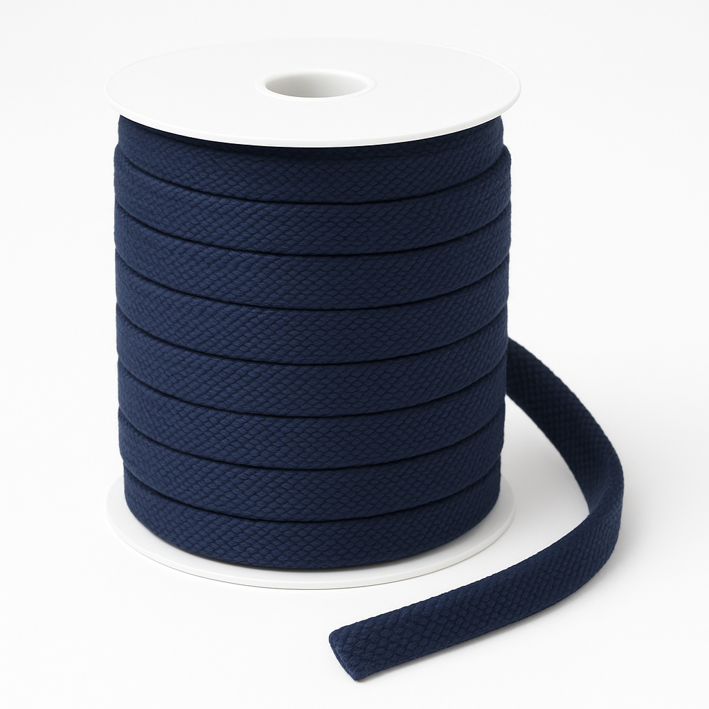 Platte Katoenen Koord Marine 12mm – Stevig & Veelzijdig