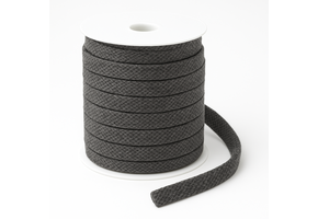 Platte Katoenen Koord Gemeleerd Donker Grijs 12mm