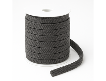 Platte Katoenen Koord Gemeleerd Donker Grijs 12mm