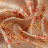 Brokaat Jacquard Stof Daisy Bloemen - Champagne Goud