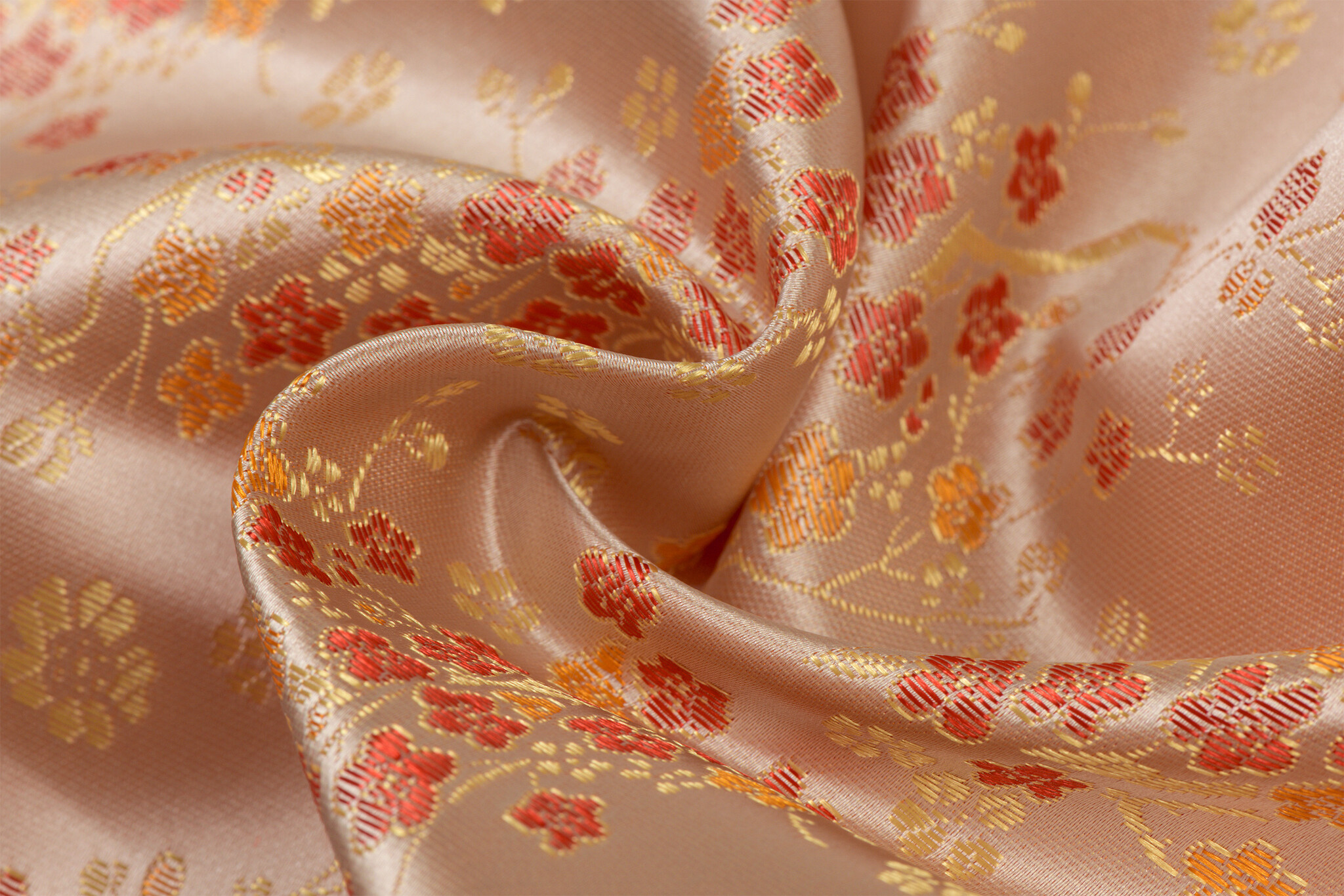 Brokaat Jacquard Stof Daisy Bloemen - Champagne Goud