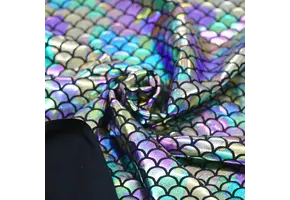 Hologram Lycra Stof (Zeemeermin Schubben) Regenboog