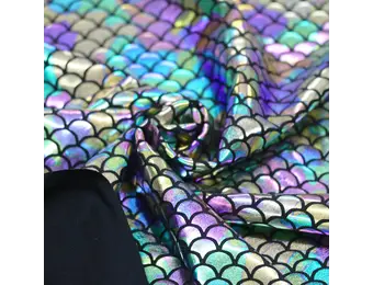 Hologram Lycra Stof (Zeemeermin Schubben) Regenboog