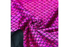 Hologram Lycra Stof (Zeemeermin Schubben) Fuchsia