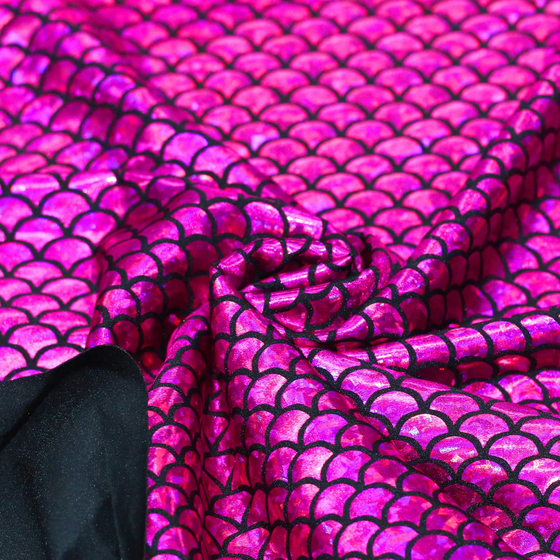 Hologram Lycra Stof – Zeemeermin Schubben Fuchsia