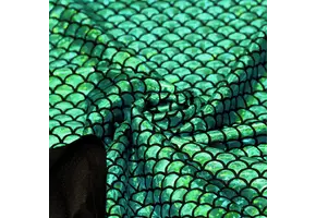 Hologram Lycra Stof (Zeemeermin Schubben) Groen