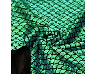 Hologram Lycra Stof (Zeemeermin Schubben) Groen