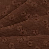 Hydrofiel Stof Embroidery Esmée Chocoladebruin – Zacht & Ademend