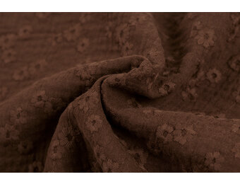 Baby Cotton / Double Gauze Embroidery Chocolade Bruin