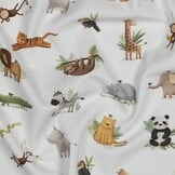 Organic Jersey Katoen Jungle Dieren – Zacht, Rekbaar & Biologisch