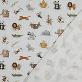 Organic Jersey Katoen Jungle Dieren – Zacht, Rekbaar & Biologisch