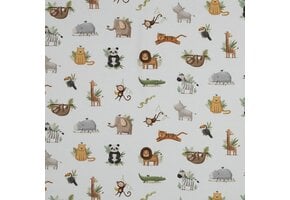 Organic Jersey Katoen Stof Digitale Print – Jungle Dieren