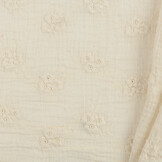 Hydrofiel Stof Embroidery Bloemen Naturel – Zacht & Ademend