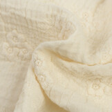 Hydrofiel Stof Embroidery Bloemen Naturel – Zacht & Ademend