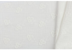 Hydrofiel Stof Embroidery Bloemen - Wit