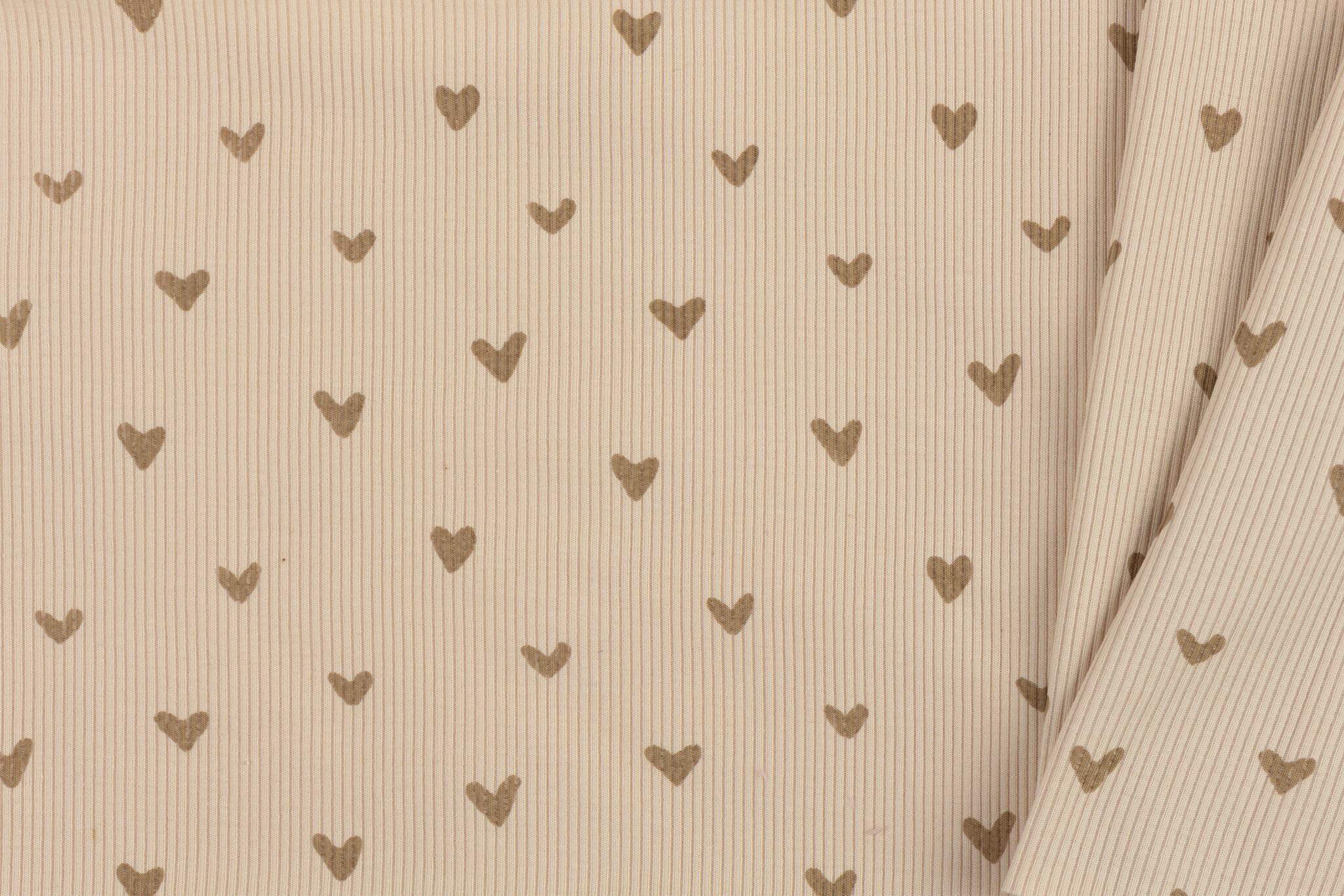 Rib Jersey Stof Hartjes Licht Beige – Comfortabel & Oeko-Tex