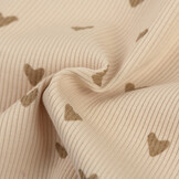 Rib Jersey Stof Hartjes Licht Beige – Comfortabel & Oeko-Tex