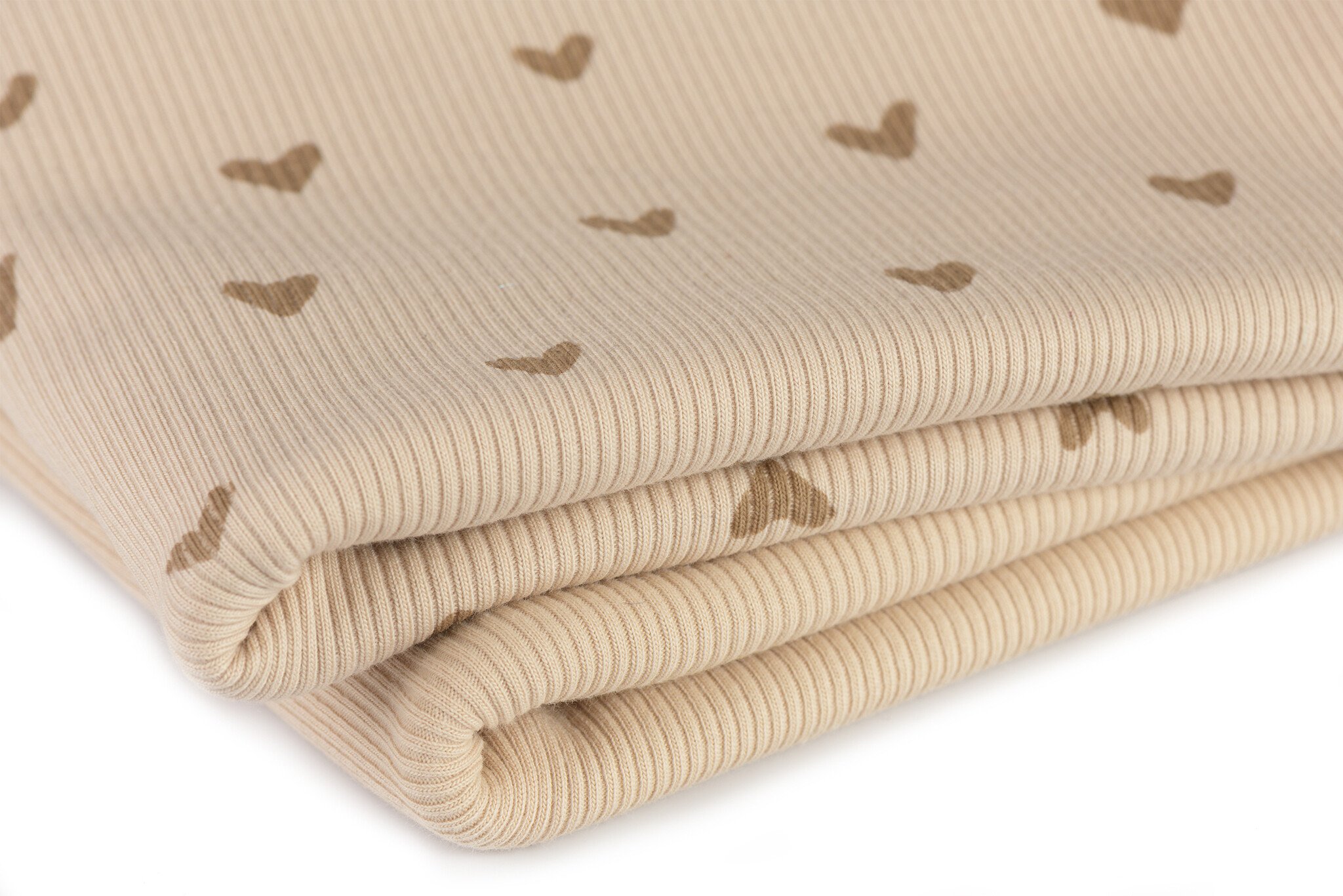 Rib Jersey Stof Hartjes Licht Beige – Comfortabel & Oeko-Tex
