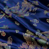 Brokaat Jacquard Stof Chinese Draak Donkerblauw – Chic & Elegant