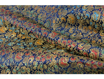 Brokaat Jacquard Stof Barok Bloemen – Donkerblauw