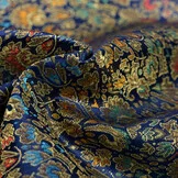 Brokaat Jacquard Stof Barok Bloemen Blauw
