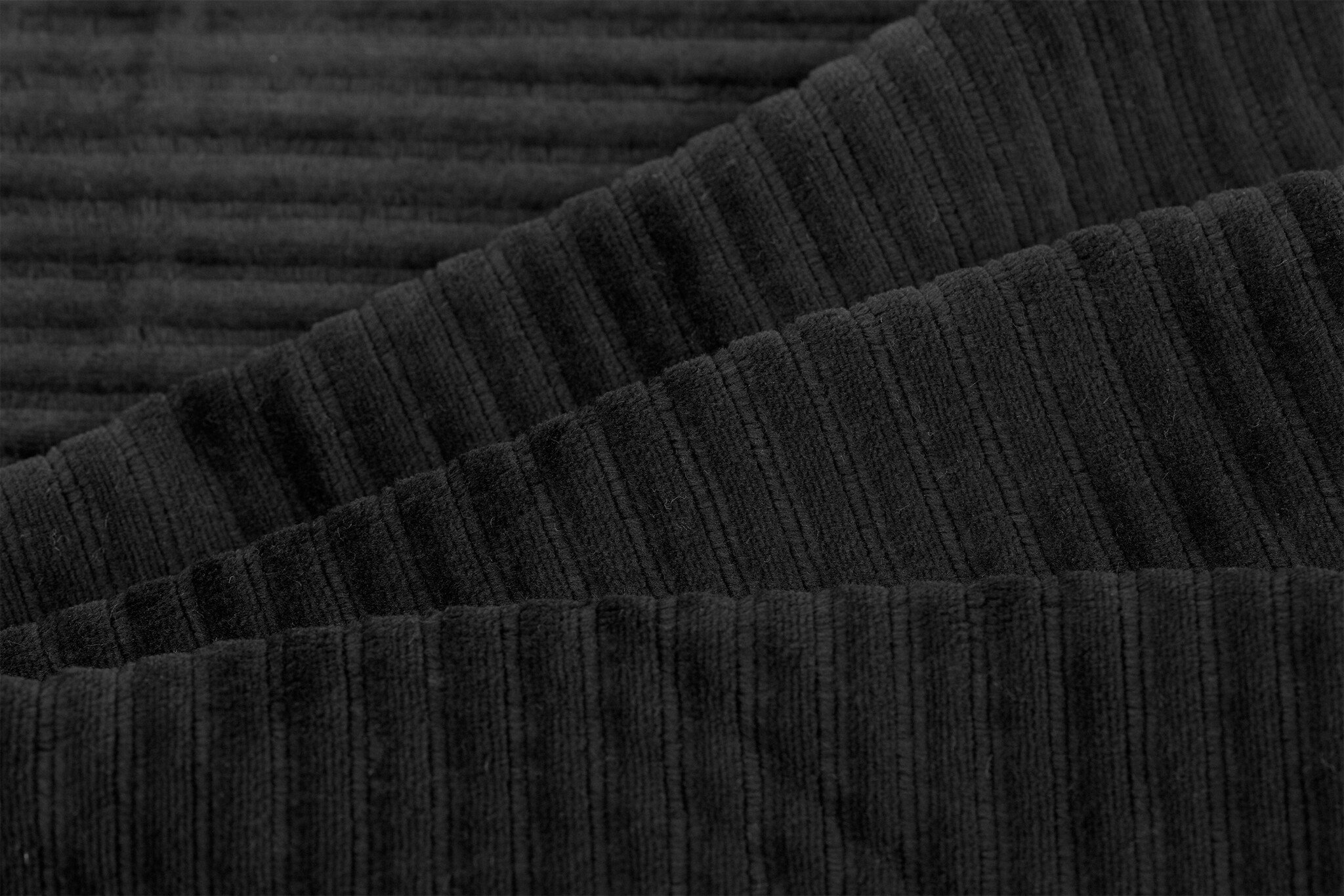 Brede Ribfluweel Jersey Stof Zwart – Zacht & Stijlvol