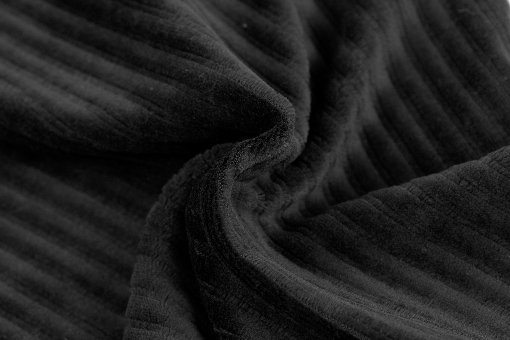 Brede Ribfluweel Jersey Stof Zwart – Zacht & Stijlvol