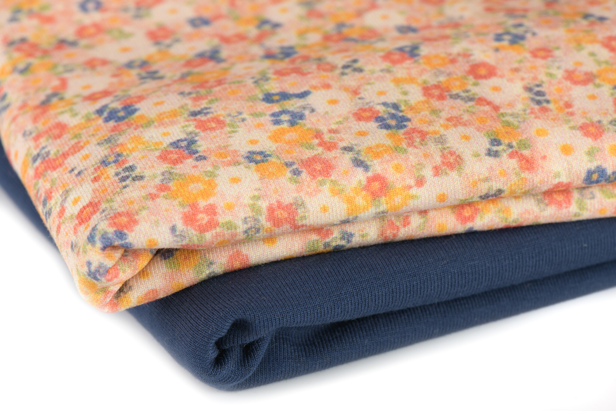 Jersey Katoen Tijdloze Bloem Donker Blauw – Zacht & Rekbaar