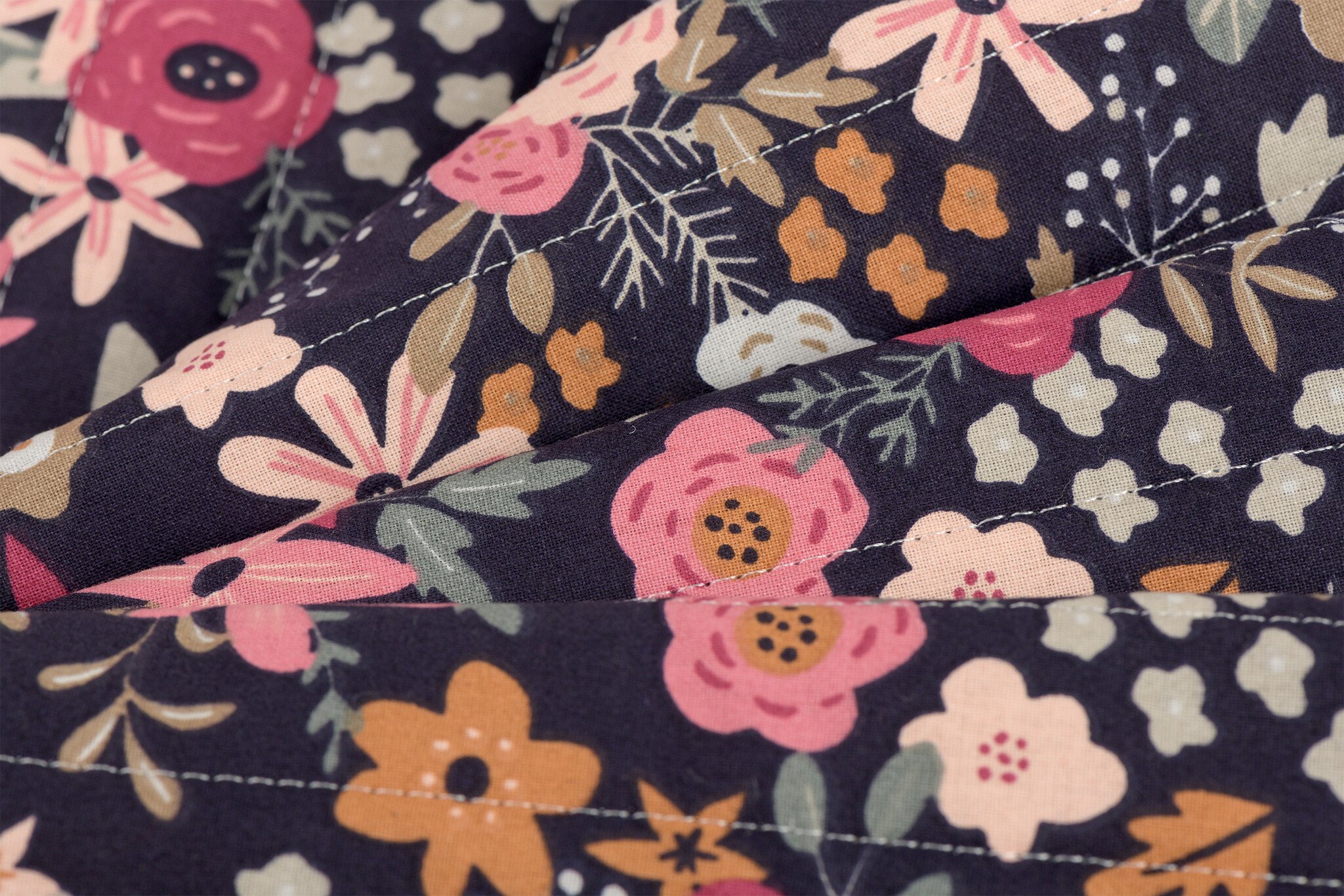 Doorgestikte Katoen Stepped Bloemenprint Insano Blauw – Zacht & Stijlvol