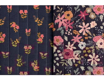 Doorgestikte Katoen – Stepped Bloemenprint Insano Blauw