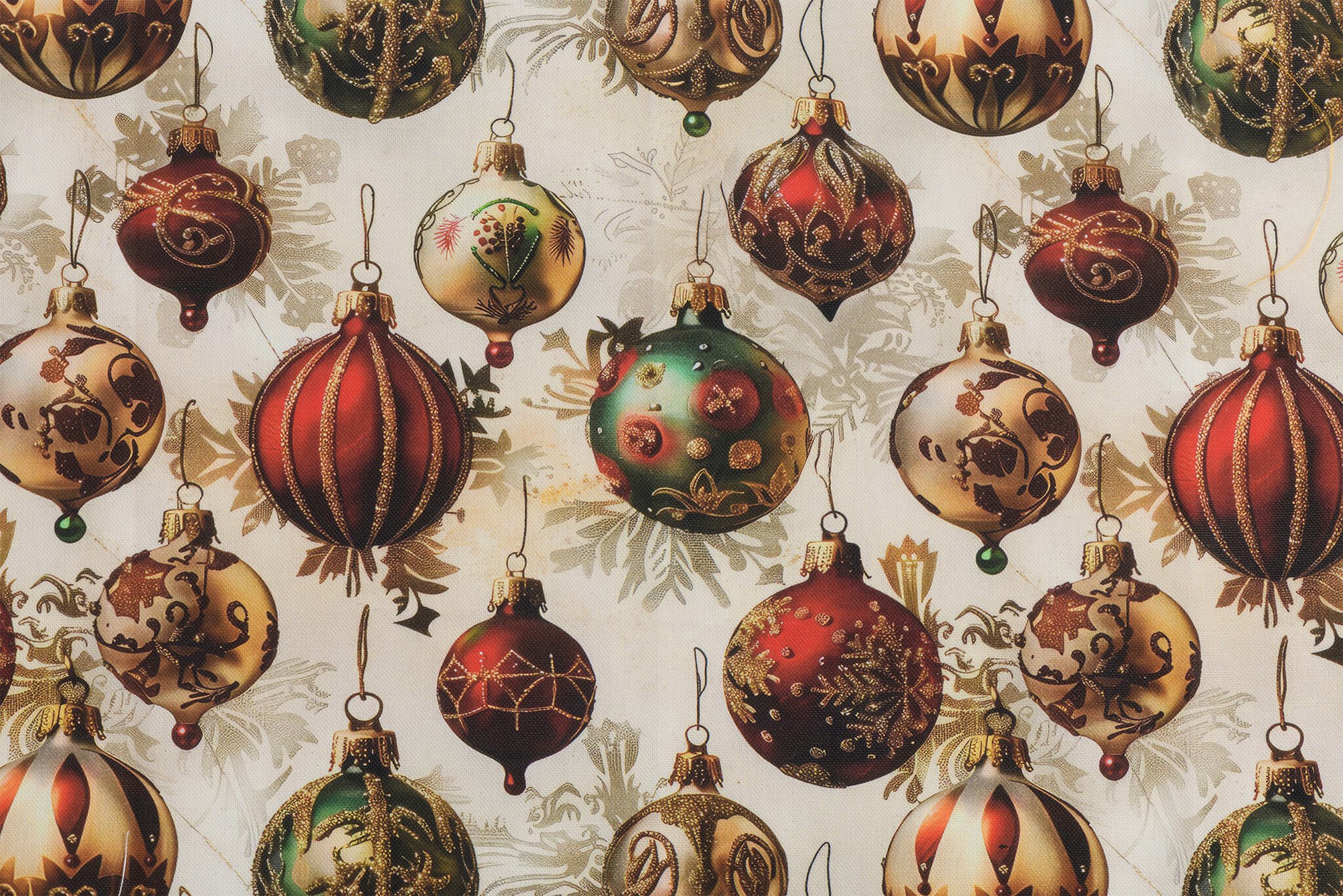 Deco Stof Kerst – Kerstballen Elegance – Chique & Feestelijk