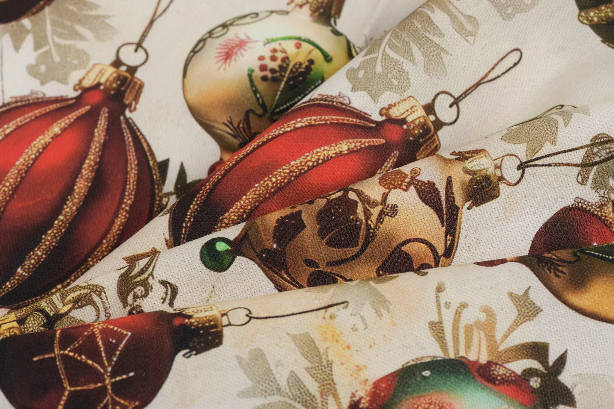 Deco Stof Kerst – Kerstballen Elegance – Chique & Feestelijk