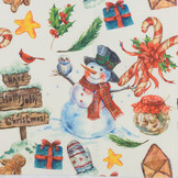 Deco Stof Kerst – Holly Jolly Snowman – Vrolijk & Feestelijk