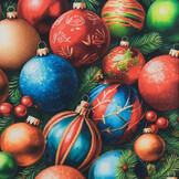 Deco Stof Kerst – Kleurrijke Kerstballen – Vrolijk & Feestelijk