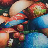 Deco Stof Kerst – Kleurrijke Kerstballen – Vrolijk & Feestelijk