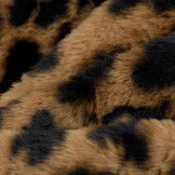 Faux Fur Stof Luipaard Karamel / Zwart – Zacht, Warm & Stijlvol
