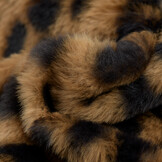 Faux Fur Stof Luipaard Karamel / Zwart – Zacht, Warm & Stijlvol