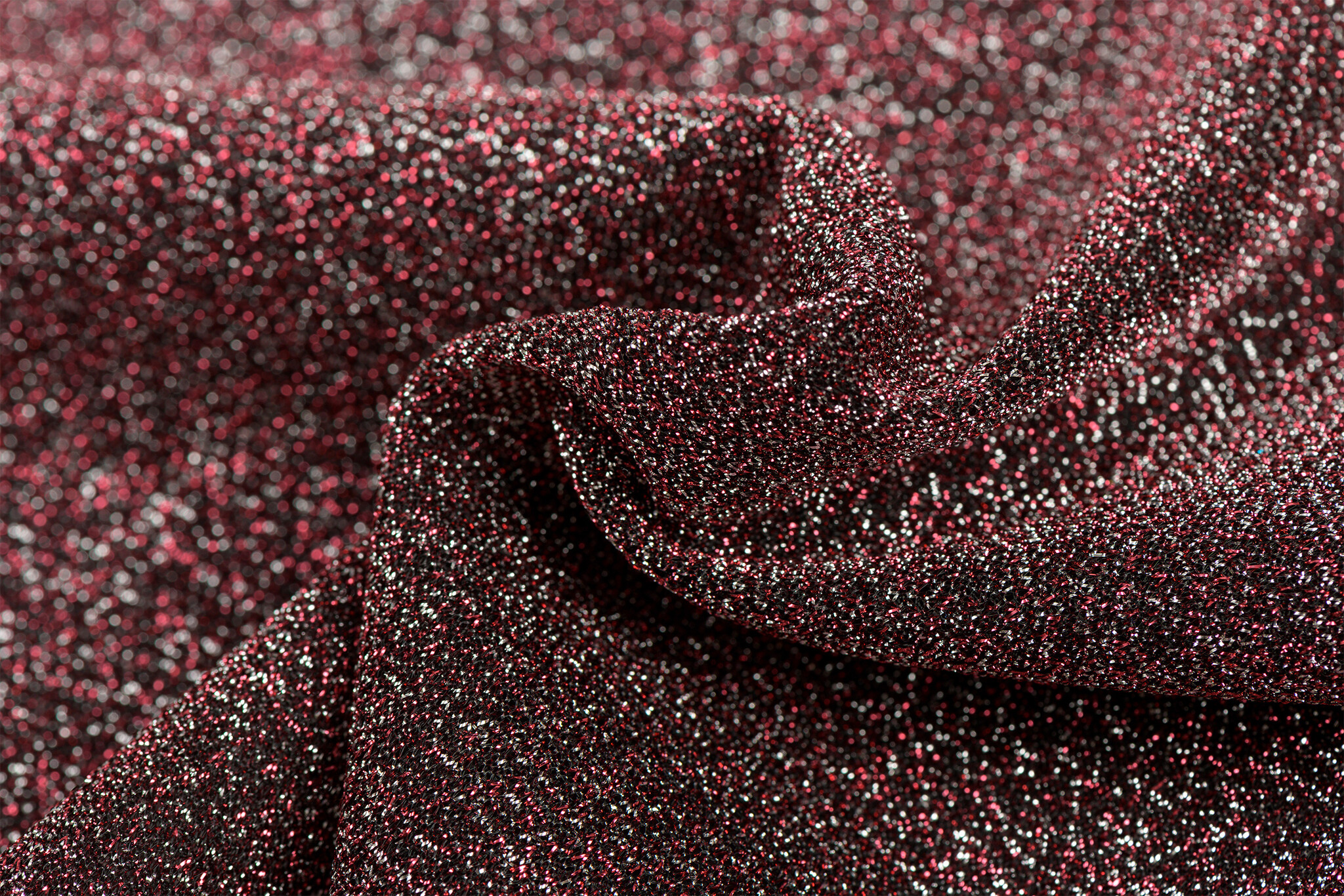 Lurex Glitter Jersey Koraalroze – Zilver – Sprankelend