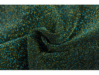 Lurex Glitter Jersey Stof Turquoise – Goud