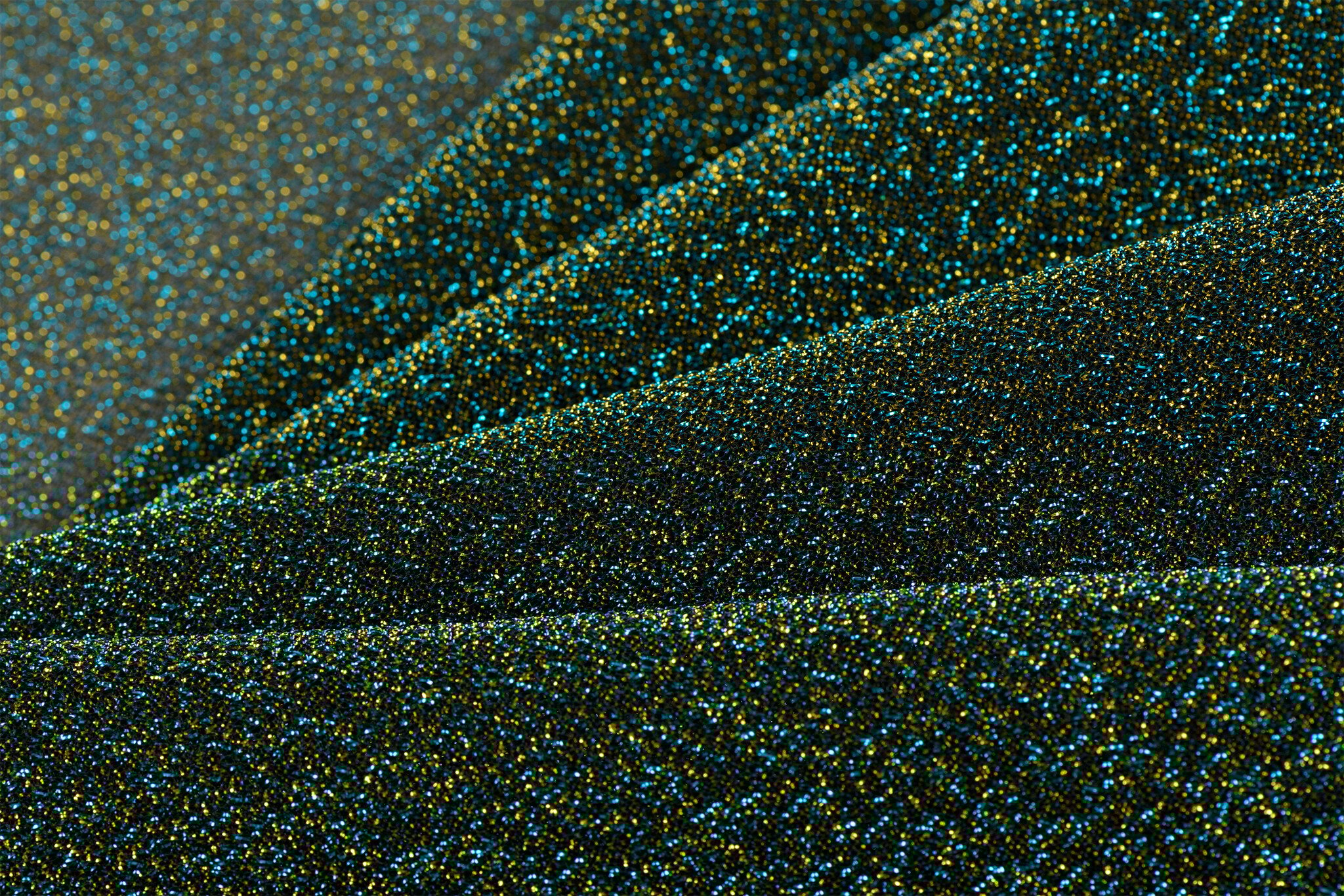 Lurex Glitter Jersey Stof Turquoise – Goud – Stralend & Veelzijdig