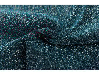 Lurex Glitter Jersey Stof Petrolblauw – Zilver