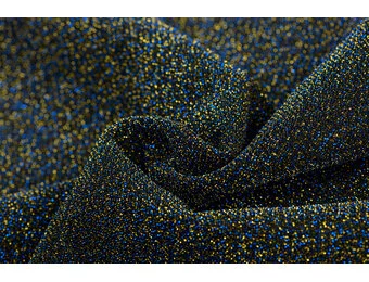 Lurex Glitter Stof Blauw – Goud