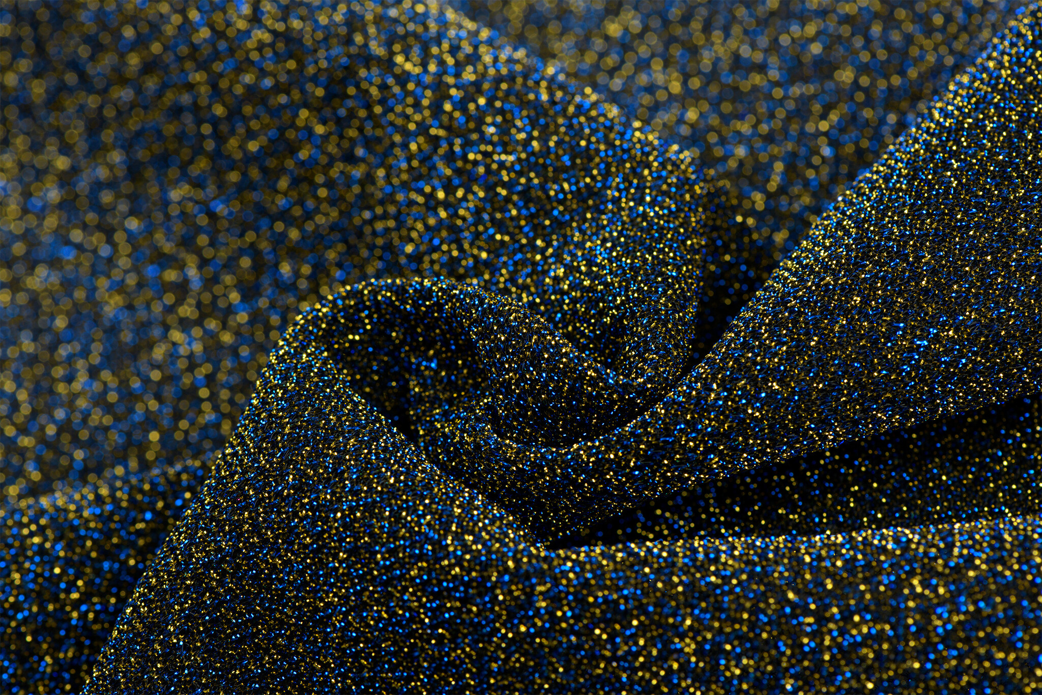 Lurex Glitter Jersey Blauw – Goud – Chic & Sprankelend