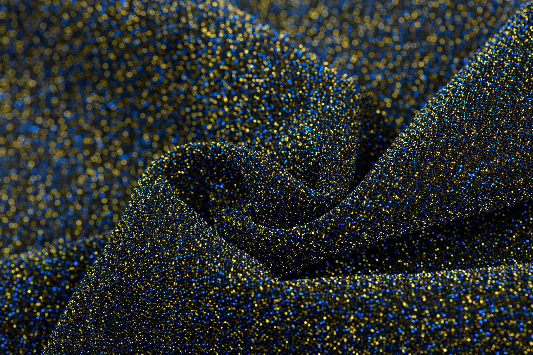 Lurex Glitter Jersey Blauw – Goud – Chic & Sprankelend