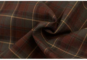 Schotse Ruit Stof Stretch - Khaki / Bruin